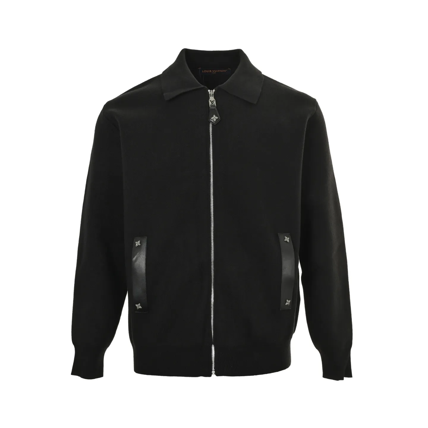 Louis Vuitton/Louis Vuitton 25Fw leather trimmed knitted belted jacket